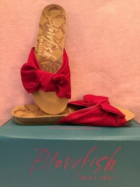 Blowfish Red Bow Slide Sandals size 7.5